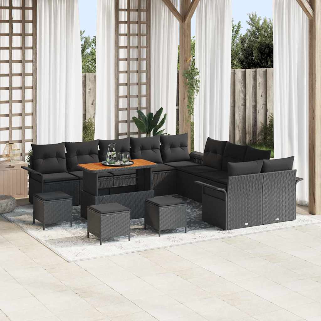 Tuin Sofa Set met kussen met opslag 14 pcs Zwart is nu te koop bij PeponiXL, paradijselijk wonen!