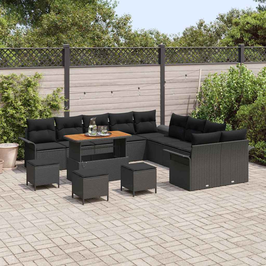Tuin Sofa Set met kussen met opslag 14 pcs Zwart is nu te koop bij PeponiXL, paradijselijk wonen!