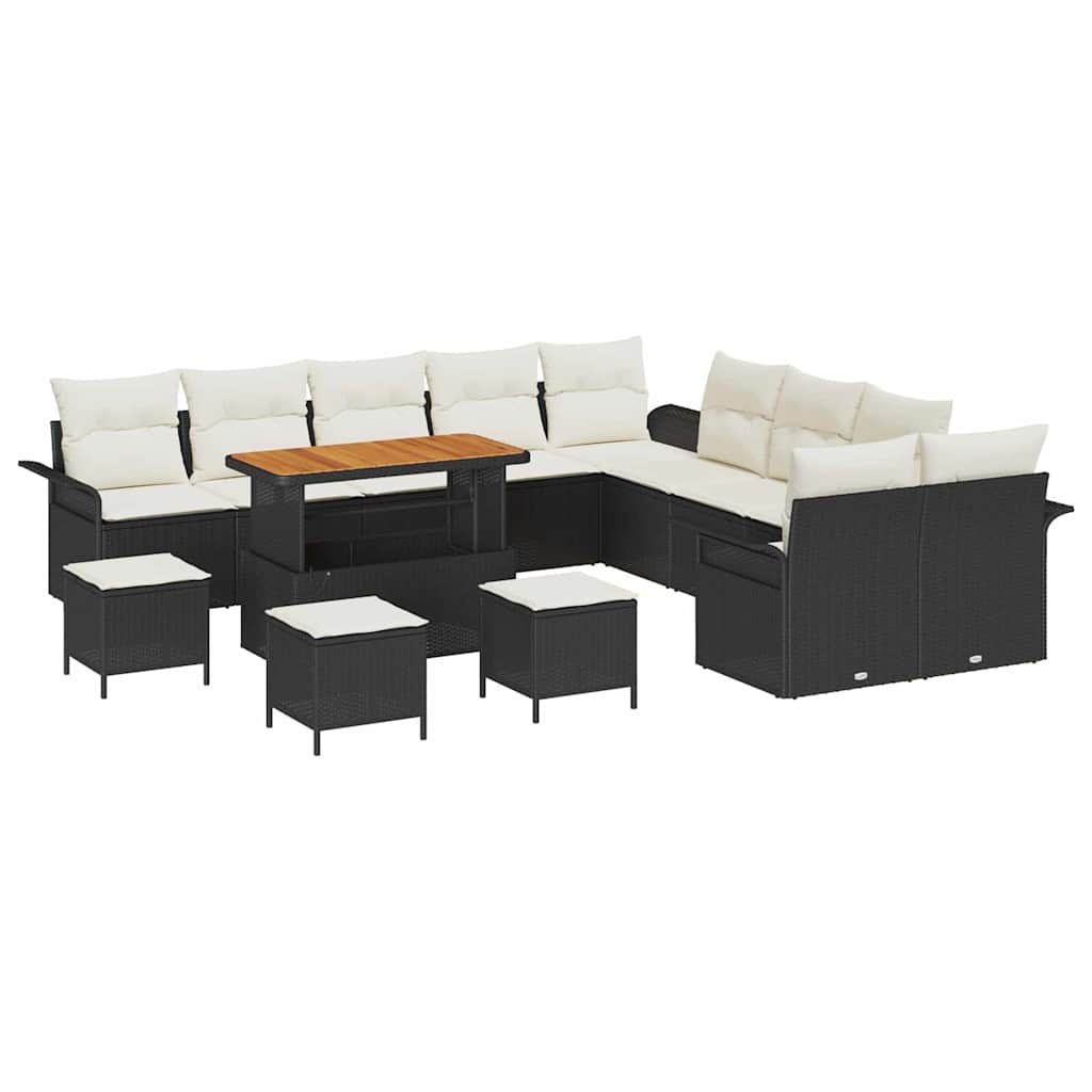 Tuin Sofa Set met kussen met opslag 14 pcs Zwart en Crème is nu te koop bij PeponiXL, paradijselijk wonen!