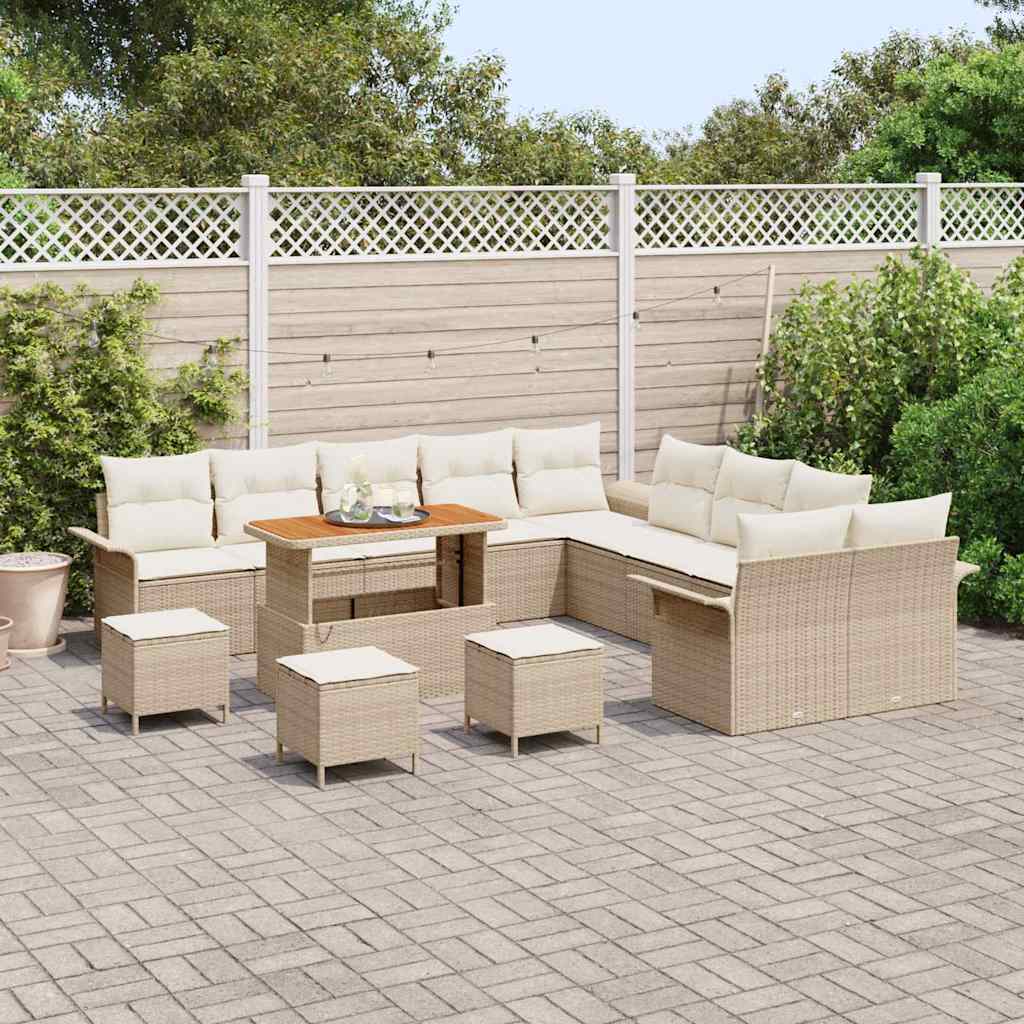 Tuin Sofa Set met kussen met opslag 14 pcs Beige en Crème is nu te koop bij PeponiXL, paradijselijk wonen!