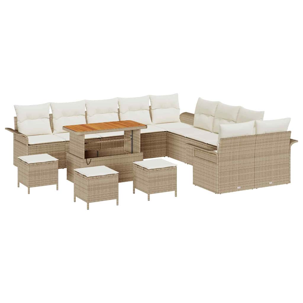 Tuin Sofa Set met kussen met opslag 14 pcs Beige en Crème is nu te koop bij PeponiXL, paradijselijk wonen!
