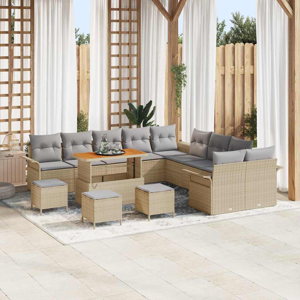 Tuin Sofa Set met kussen met opslag 14 pcs Beige en Licht Grijs is nu te koop bij PeponiXL, paradijselijk wonen!