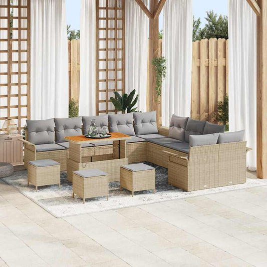 Tuin Sofa Set met kussen met opslag 14 pcs Beige en Licht Grijs is nu te koop bij PeponiXL, paradijselijk wonen!