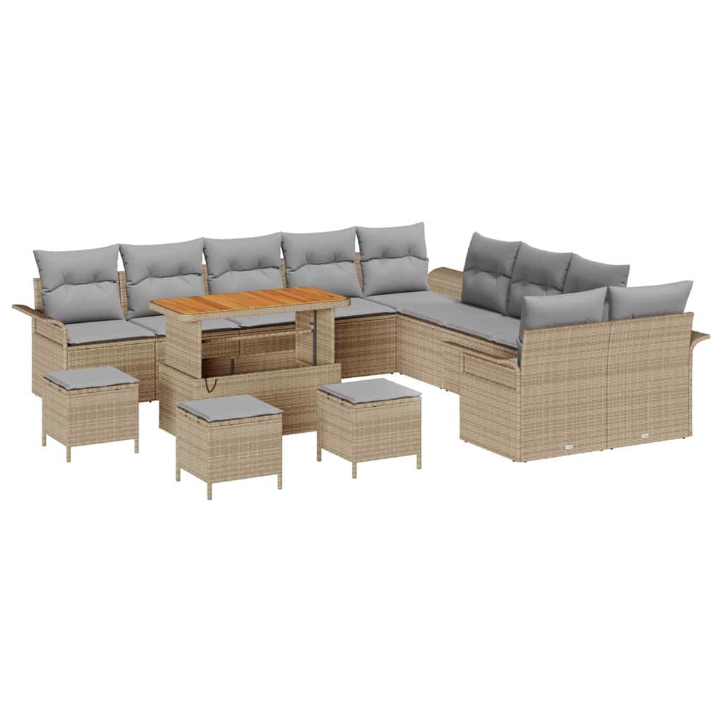 Tuin Sofa Set met kussen met opslag 14 pcs Beige en Licht Grijs is nu te koop bij PeponiXL, paradijselijk wonen!