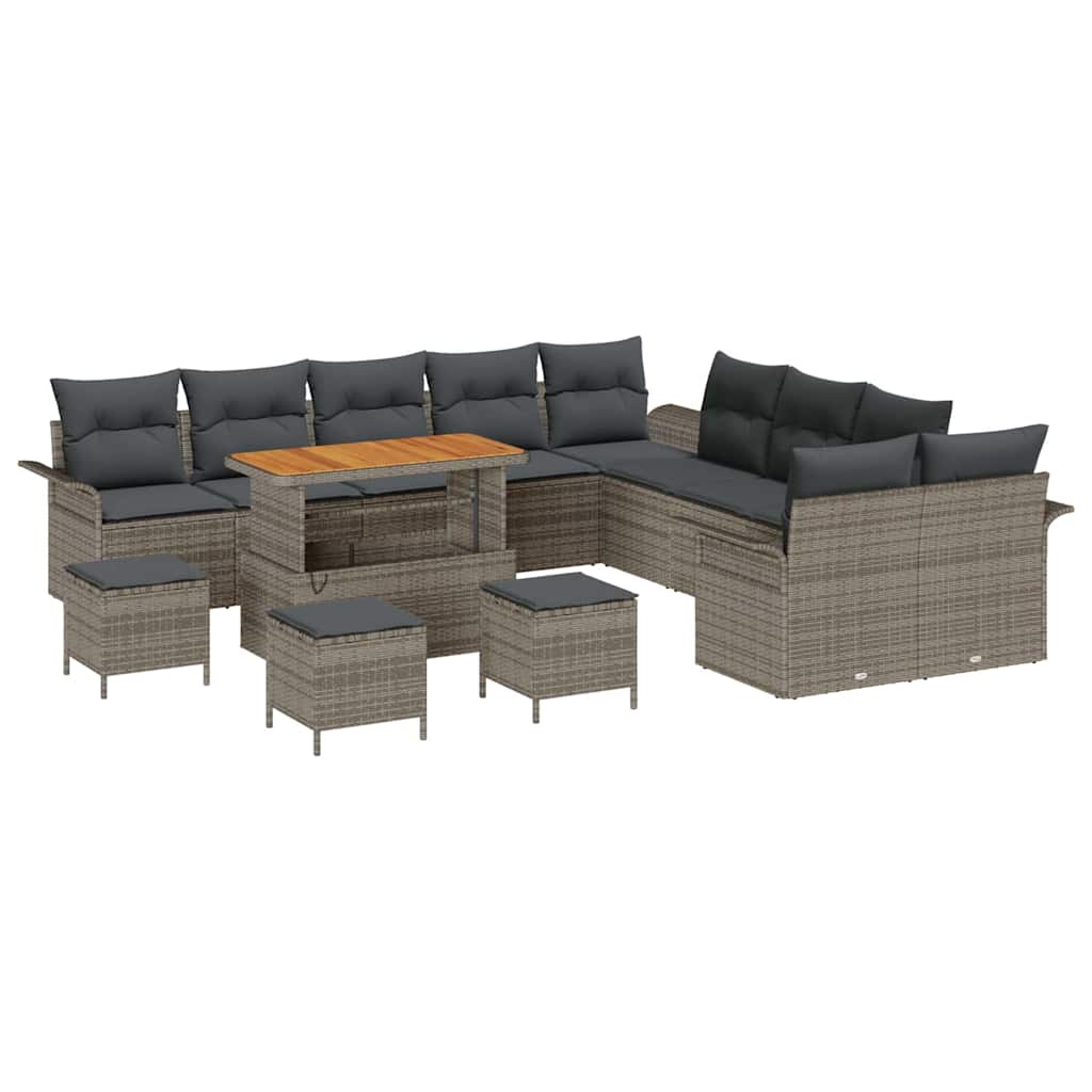 Tuin Sofa Set met kussen met opslag 14 pcs Grijs is nu te koop bij PeponiXL, paradijselijk wonen!