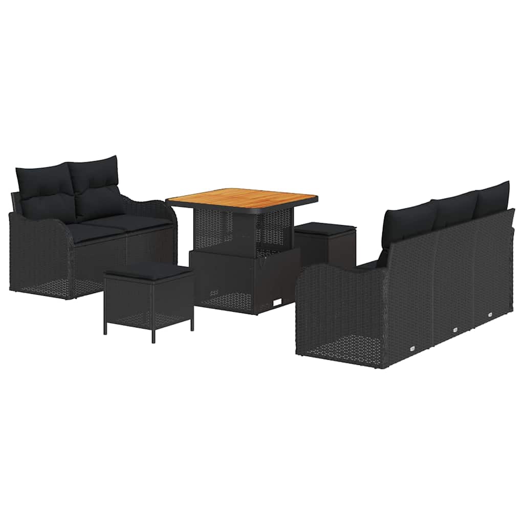Tuin Sofa Set met kussen met opslag met kussen 8 pcs Zwart is nu te koop bij PeponiXL, paradijselijk wonen!