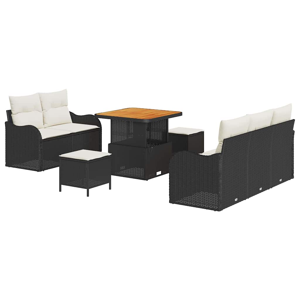 Tuin Sofa Set met kussen met opslag 8 pcs Zwart en Crème is nu te koop bij PeponiXL, paradijselijk wonen!