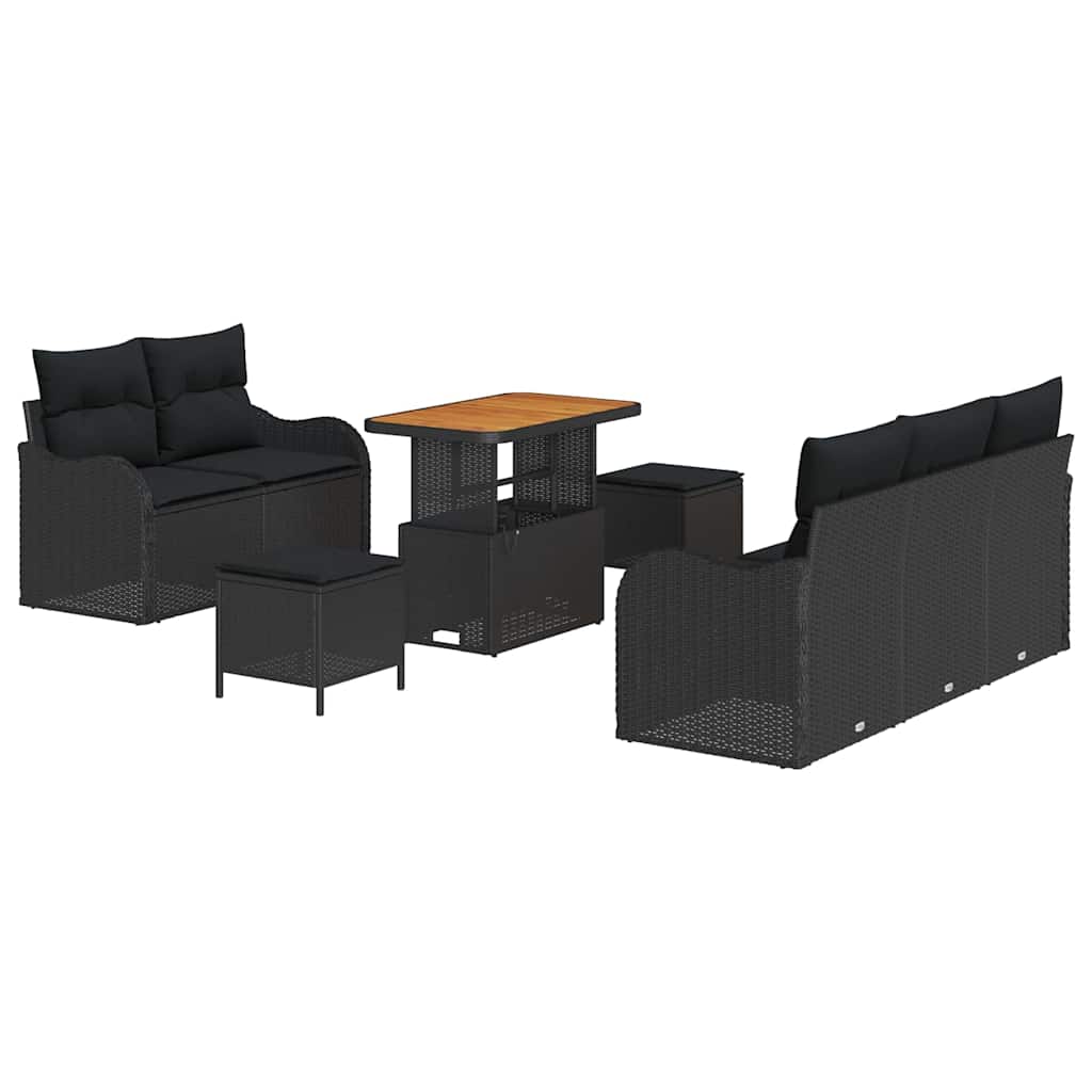 Tuin Sofa Set met kussen met opslag met kussen 8 pcs Zwart is nu te koop bij PeponiXL, paradijselijk wonen!