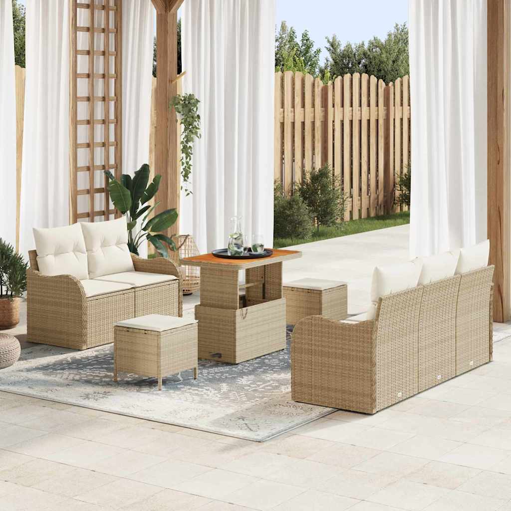 Tuin Sofa Set met kussen met opslag 8 pcs Beige en Crème is nu te koop bij PeponiXL, paradijselijk wonen!