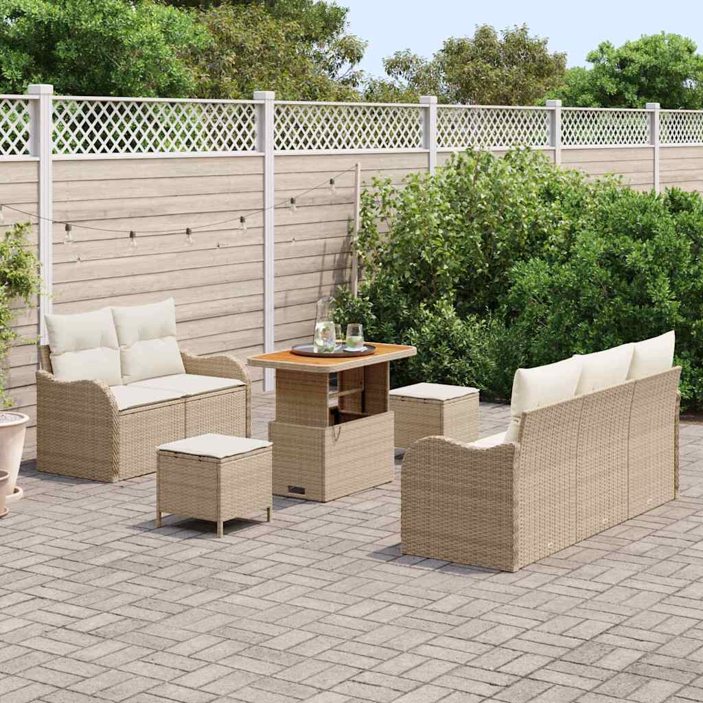 Tuin Sofa Set met kussen met opslag 8 pcs Beige en Crème is nu te koop bij PeponiXL, paradijselijk wonen!