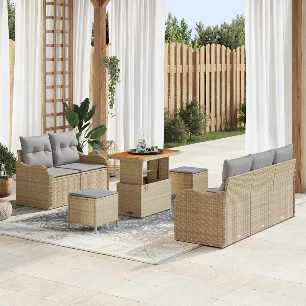 Tuin Sofa Set met kussen met opslag 8 pcs Beige en Licht Grijs is nu te koop bij PeponiXL, paradijselijk wonen!