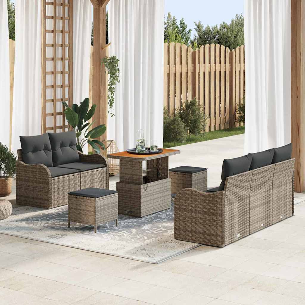 Tuin Sofa Set met kussen met opslag met kussen 8 pcs Grijs is nu te koop bij PeponiXL, paradijselijk wonen!