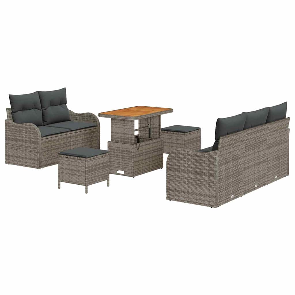 Tuin Sofa Set met kussen met opslag met kussen 8 pcs Grijs is nu te koop bij PeponiXL, paradijselijk wonen!