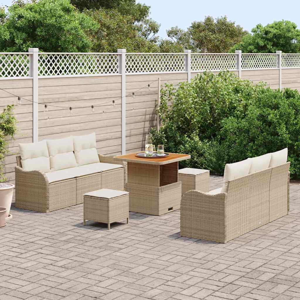 Tuin Sofa Set met kussen met opslag 9 pcs Beige en Crème is nu te koop bij PeponiXL, paradijselijk wonen!