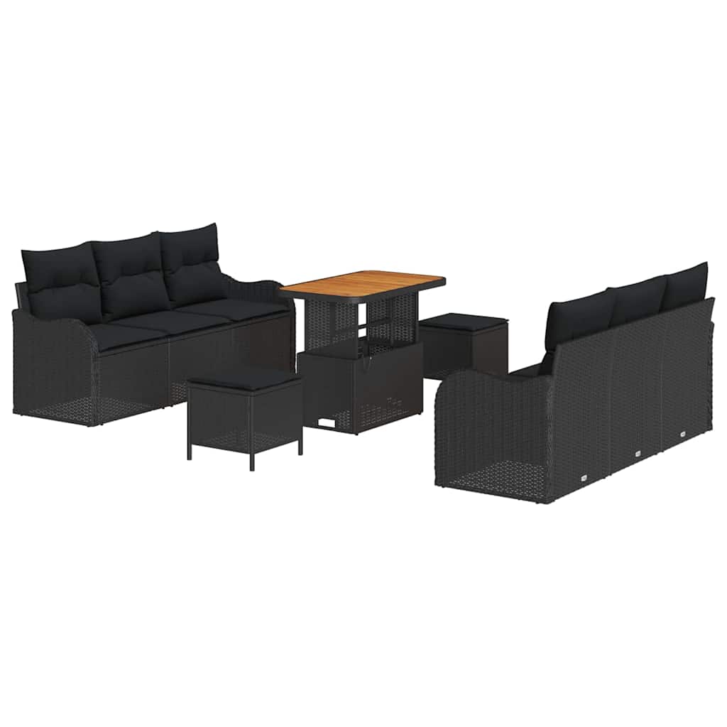 Tuin Sofa Set met kussen met opslag 9 pcs Zwart is nu te koop bij PeponiXL, paradijselijk wonen!