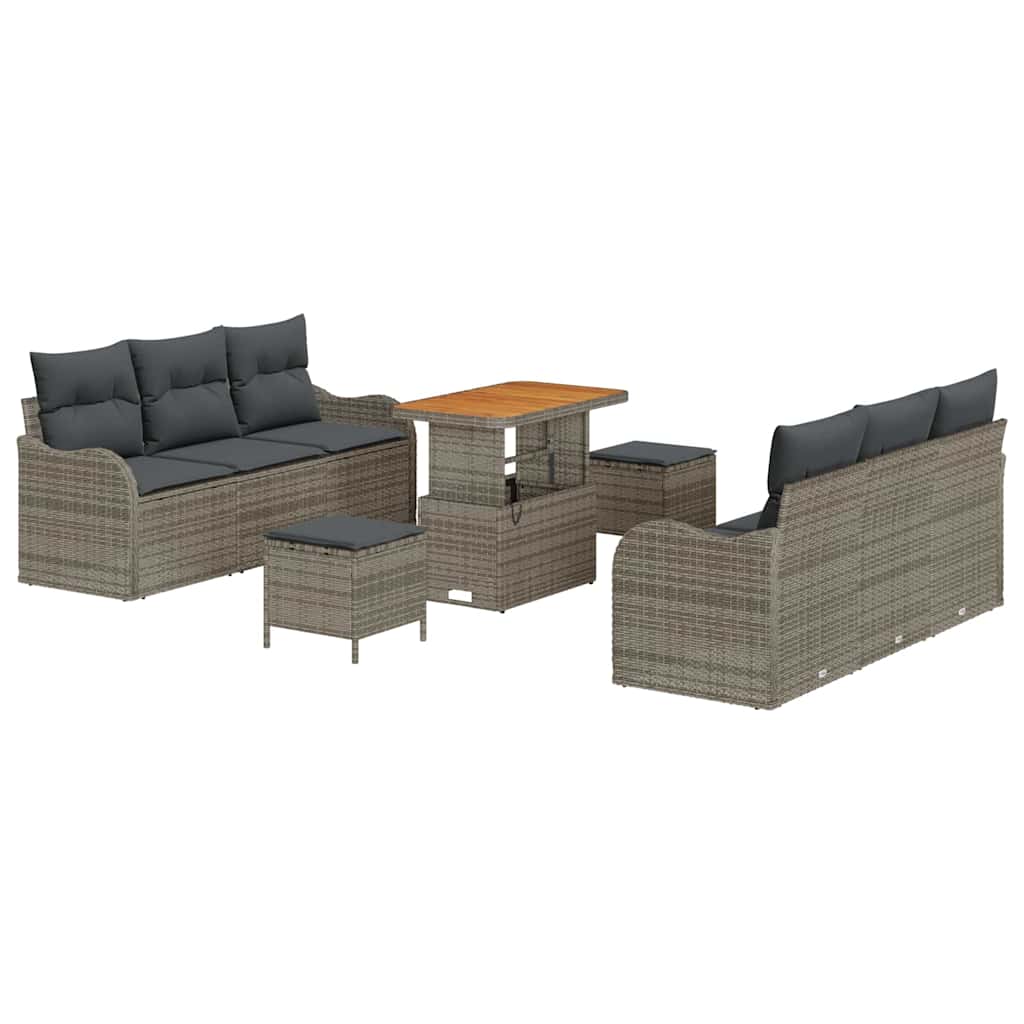 Tuin Sofa Set met kussen met opslag 9 pcs Grijs is nu te koop bij PeponiXL, paradijselijk wonen!