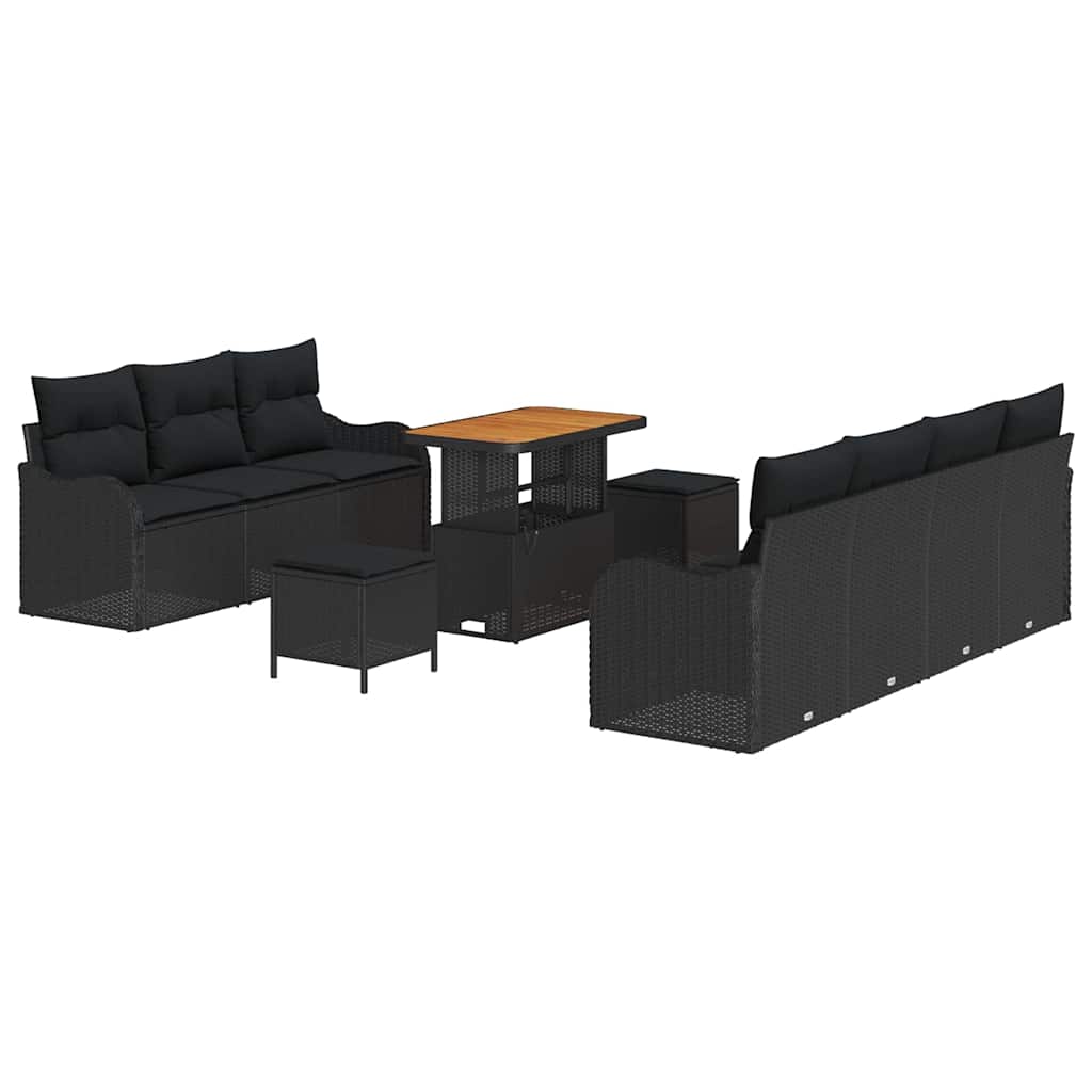 Tuin Sofa Set met kussen met opslag 10 pcs Zwart is nu te koop bij PeponiXL, paradijselijk wonen!