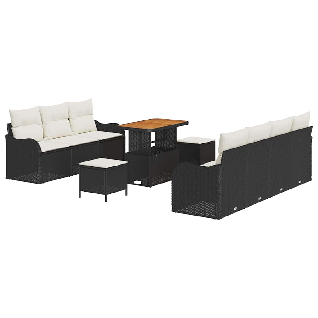 Tuin Sofa Set met kussen met opslag 10 pcs Zwart en Crème is nu te koop bij PeponiXL, paradijselijk wonen!