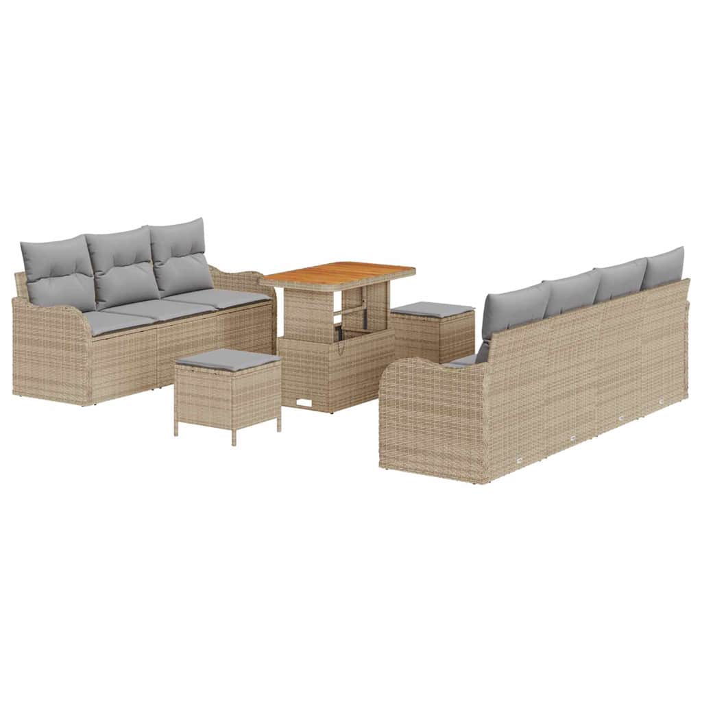 Tuin Sofa Set met kussen met opslag 10 pcs Beige en Licht Grijs is nu te koop bij PeponiXL, paradijselijk wonen!
