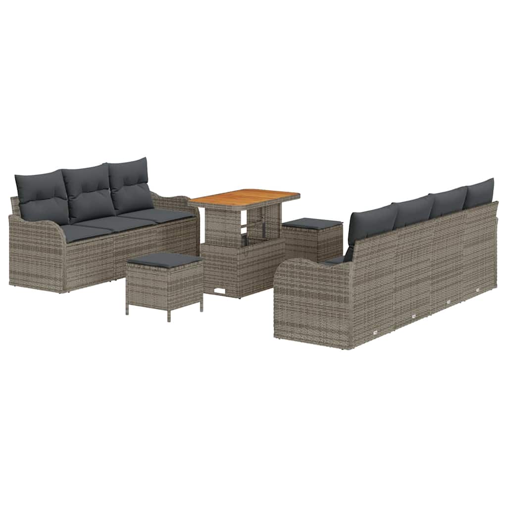 Tuin Sofa Set met kussen met opslag 10 pcs Grijs is nu te koop bij PeponiXL, paradijselijk wonen!