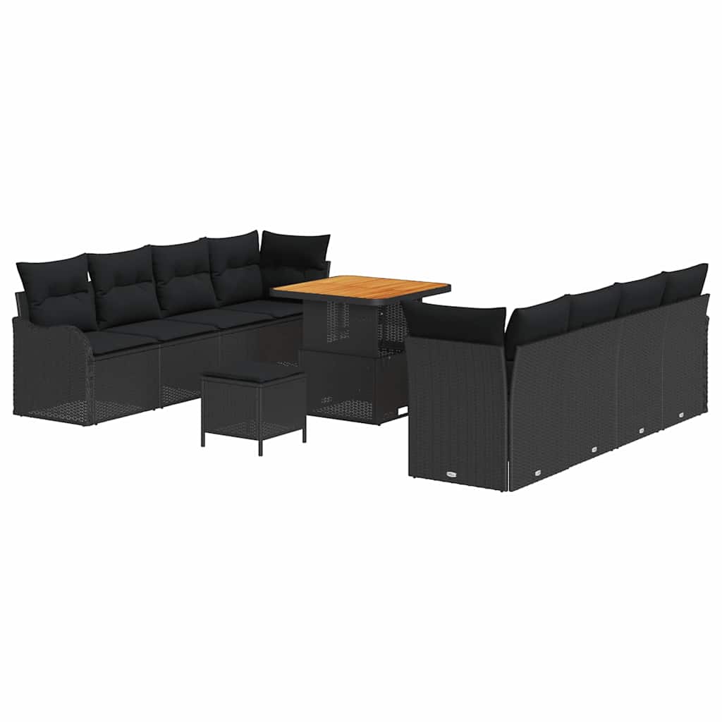 Tuin Sofa Set met kussen met opslag 11 pcs Zwart is nu te koop bij PeponiXL, paradijselijk wonen!