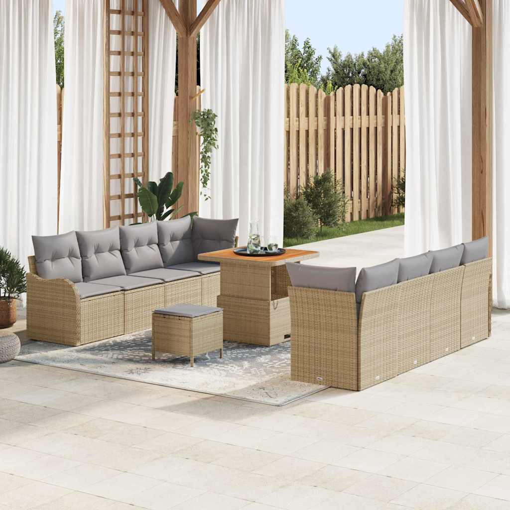 Tuin Sofa Set met kussen met opslag 11 pcs Beige en Licht Grijs is nu te koop bij PeponiXL, paradijselijk wonen!