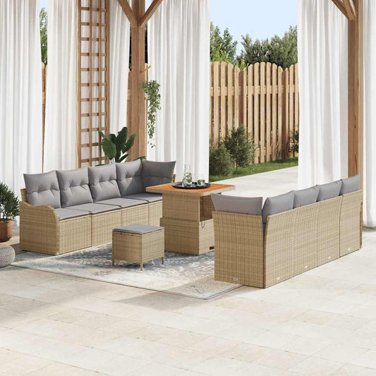 Tuin Sofa Set met kussen met opslag 11 pcs Beige en Licht Grijs is nu te koop bij PeponiXL, paradijselijk wonen!