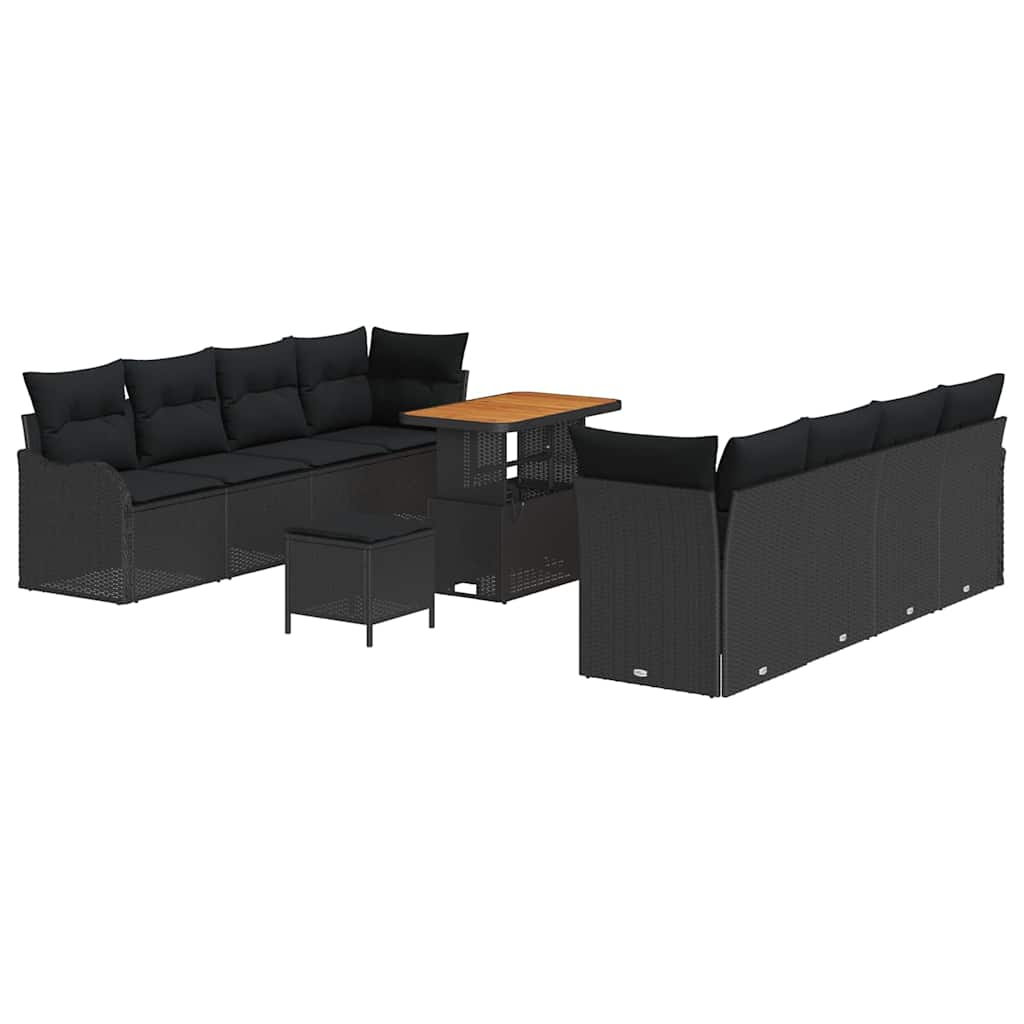 Tuin Sofa Set met kussen met opslag 11 pcs Zwart is nu te koop bij PeponiXL, paradijselijk wonen!