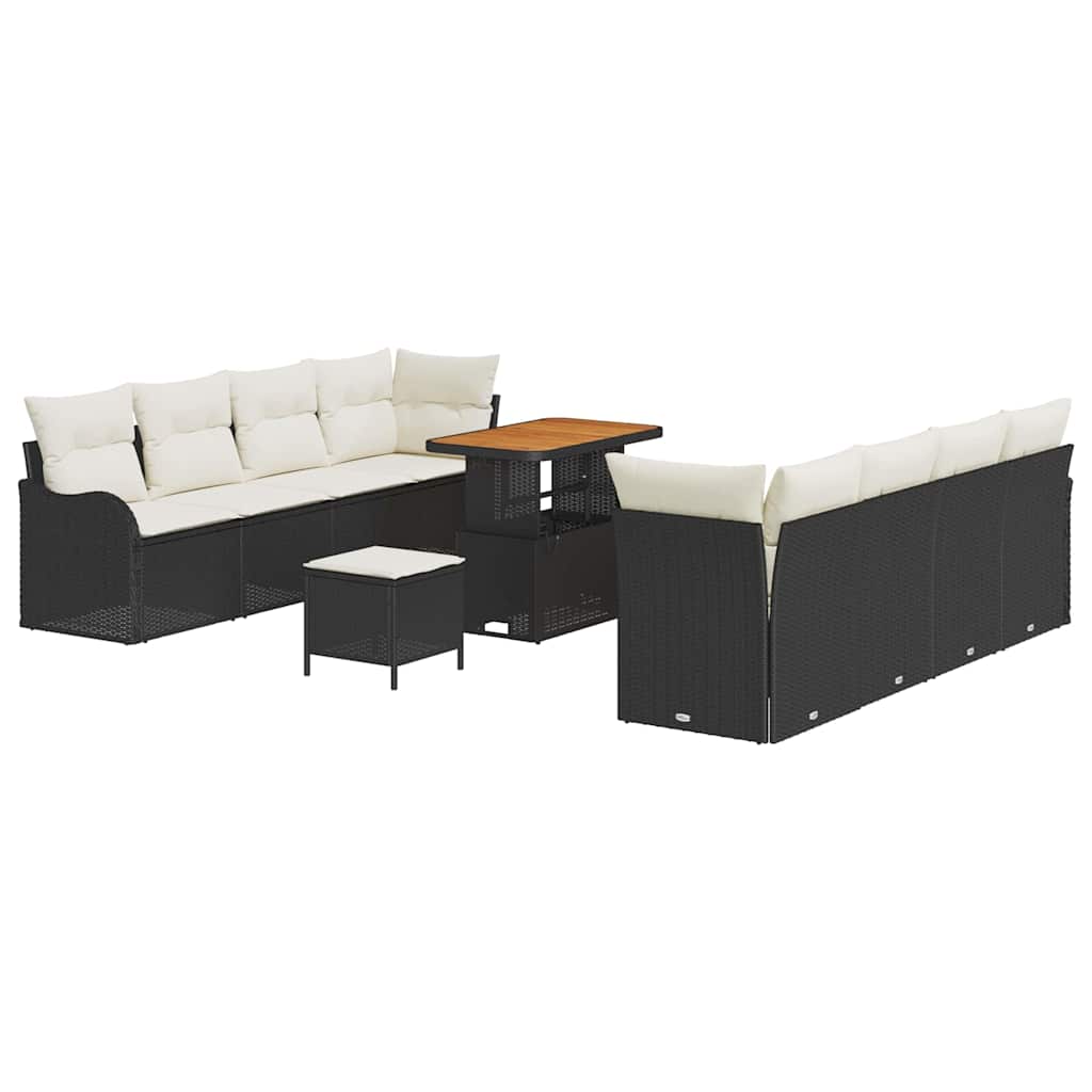 Tuin Sofa Set met kussen met opslag 11 pcs Zwart en Crème is nu te koop bij PeponiXL, paradijselijk wonen!
