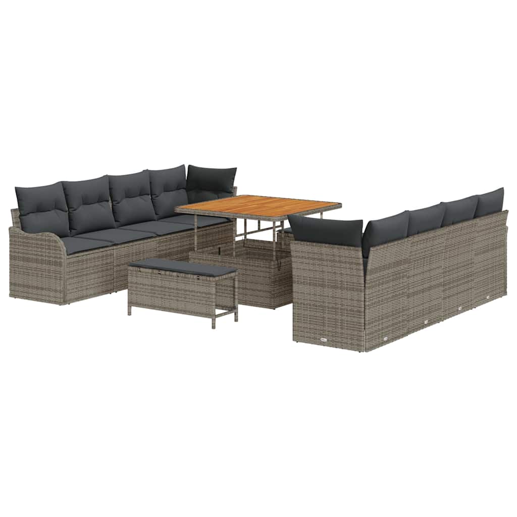 Tuin Sofa Set met kussen met opslag 11 pcs Grijs is nu te koop bij PeponiXL, paradijselijk wonen!