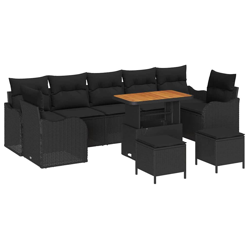 Tuin Sofa Set met kussen met opslag 10 pcs Zwart is nu te koop bij PeponiXL, paradijselijk wonen!