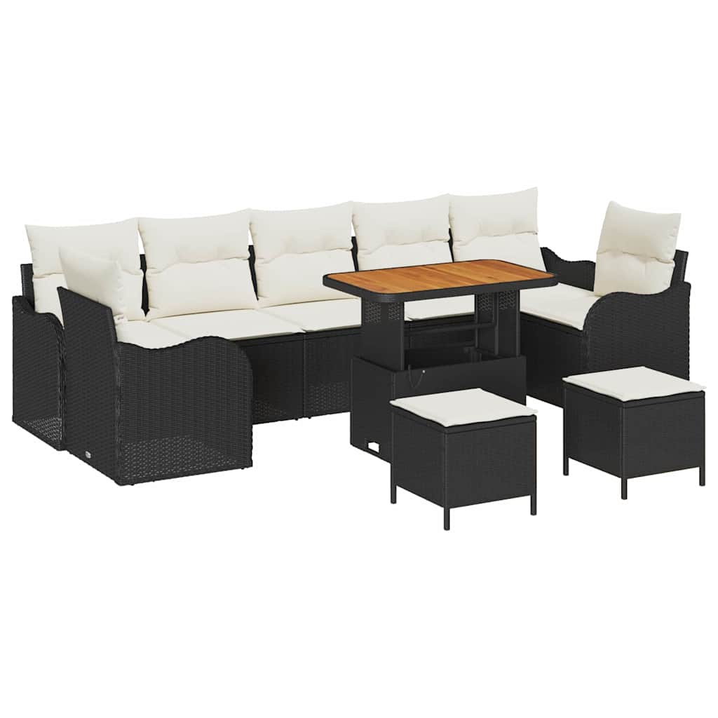 Tuin Sofa Set met kussen met opslag 10 pcs Zwart en Crème is nu te koop bij PeponiXL, paradijselijk wonen!