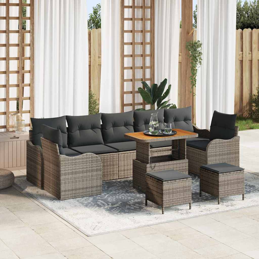 Tuin Sofa Set met kussen met opslag 10 pcs Grijs is nu te koop bij PeponiXL, paradijselijk wonen!