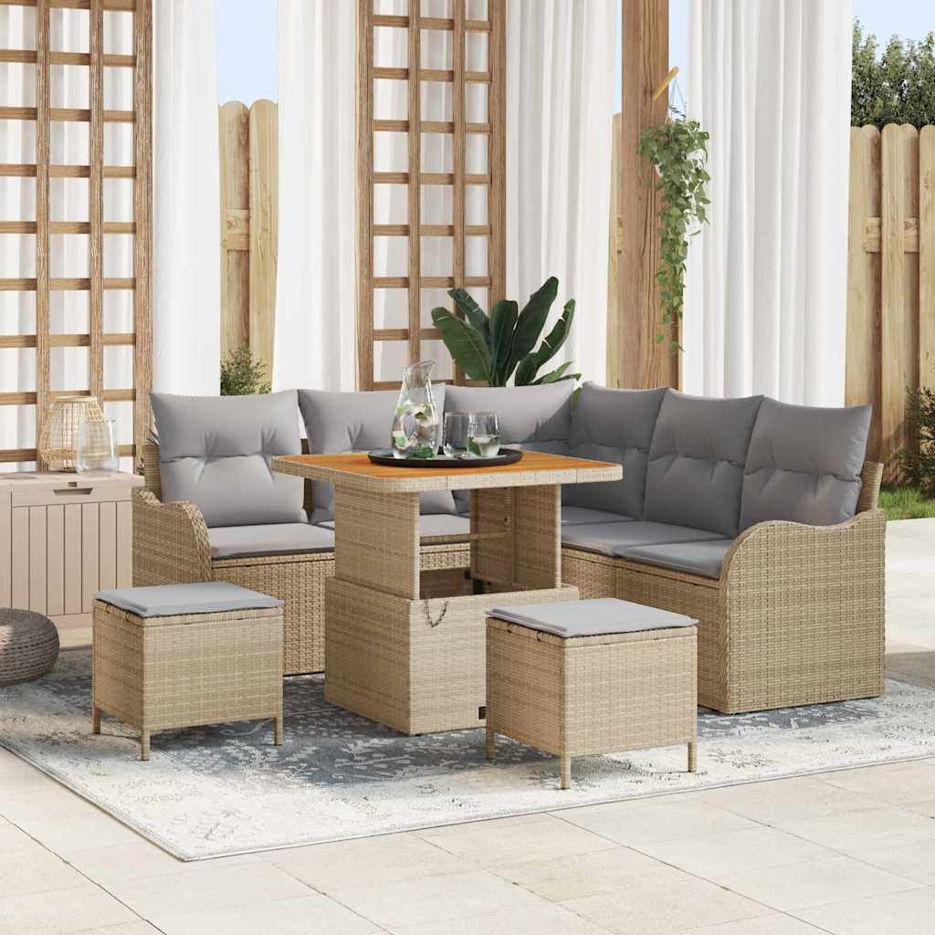 Tuin Sofa Set met kussen met opslag 8 pcs Beige en Licht Grijs is nu te koop bij PeponiXL, paradijselijk wonen!