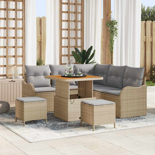 Tuin Sofa Set met kussen met opslag 8 pcs Beige en Licht Grijs is nu te koop bij PeponiXL, paradijselijk wonen!