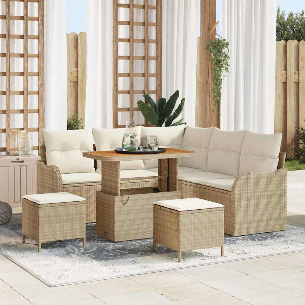 Tuin Sofa Set met kussen met opslag 8 pcs Beige en Crème is nu te koop bij PeponiXL, paradijselijk wonen!