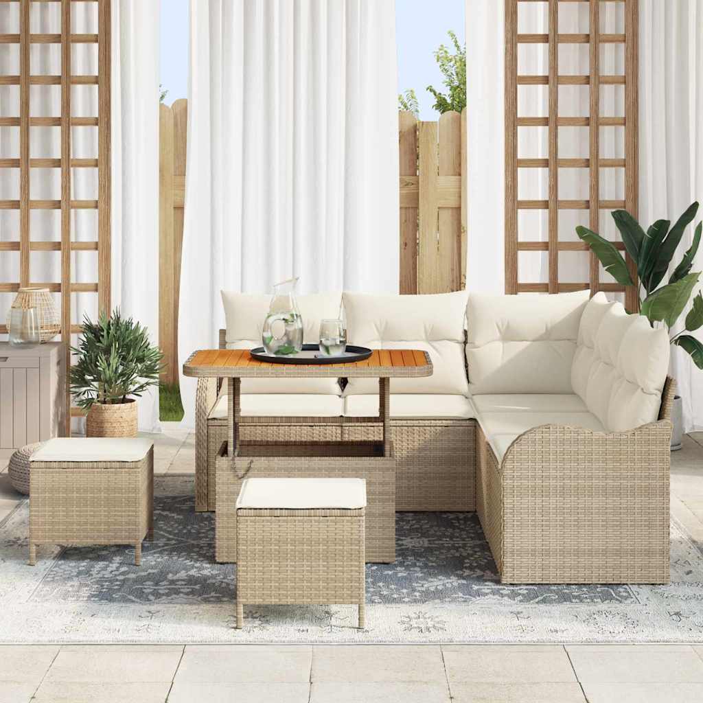 Tuin Sofa Set met kussen met opslag 8 pcs Beige en Crème is nu te koop bij PeponiXL, paradijselijk wonen!