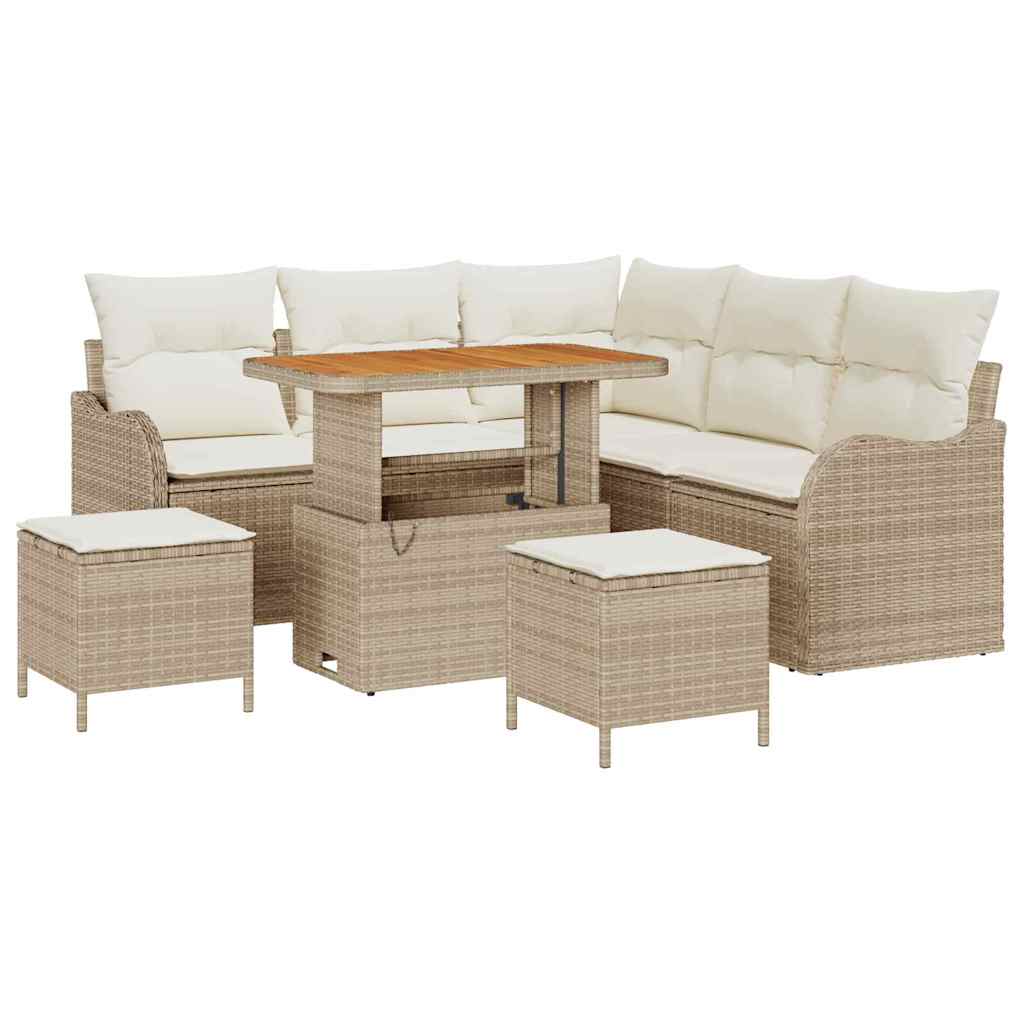 Tuin Sofa Set met kussen met opslag 8 pcs Beige en Crème is nu te koop bij PeponiXL, paradijselijk wonen!