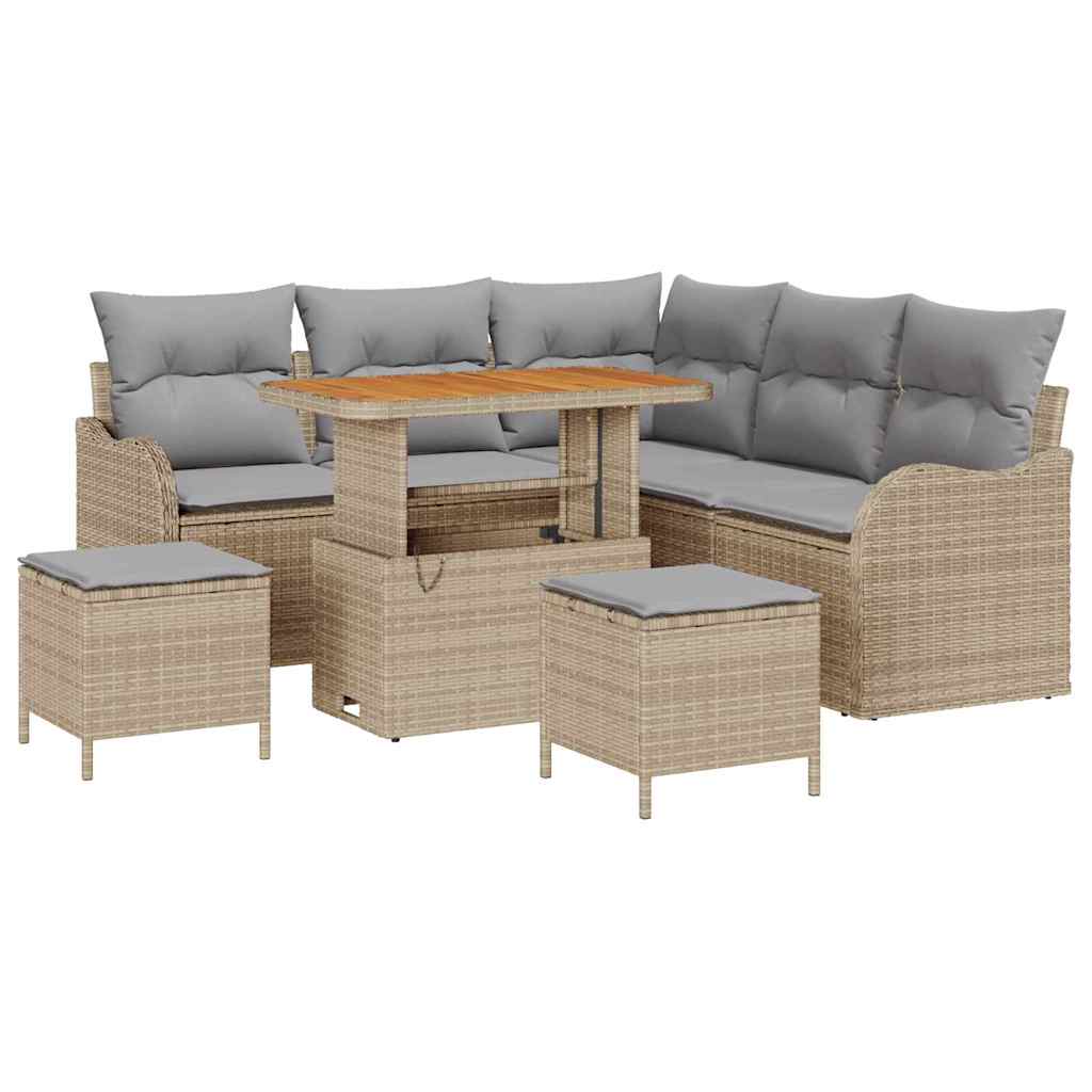 Tuin Sofa Set met kussen met opslag 8 pcs Beige en Licht Grijs is nu te koop bij PeponiXL, paradijselijk wonen!