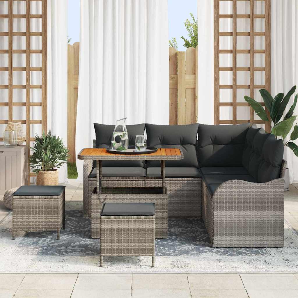 Tuin Sofa Set met kussen met opslag met kussen 8 pcs Grijs is nu te koop bij PeponiXL, paradijselijk wonen!