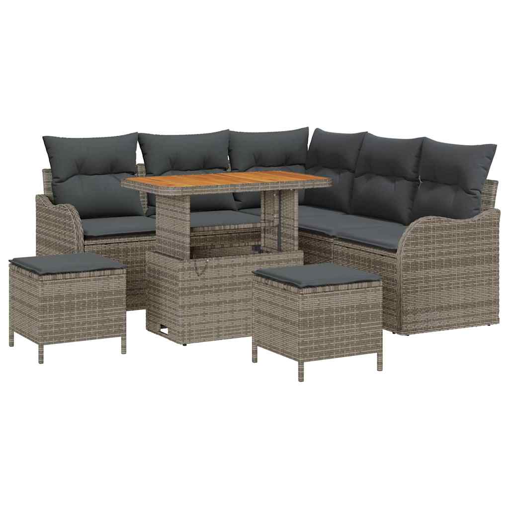 Tuin Sofa Set met kussen met opslag met kussen 8 pcs Grijs is nu te koop bij PeponiXL, paradijselijk wonen!