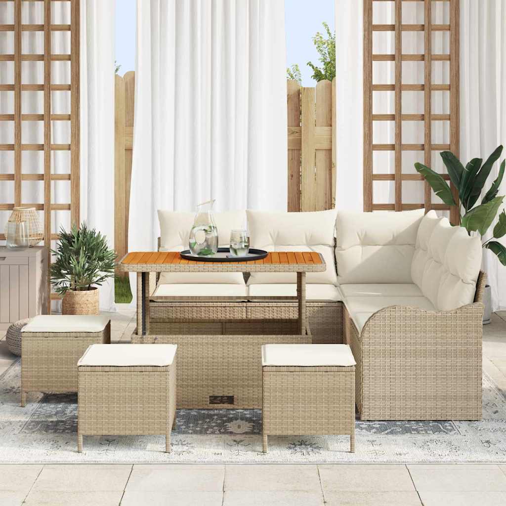 Tuin Sofa Set met kussen met opslag 9 pcs Beige en Crème is nu te koop bij PeponiXL, paradijselijk wonen!