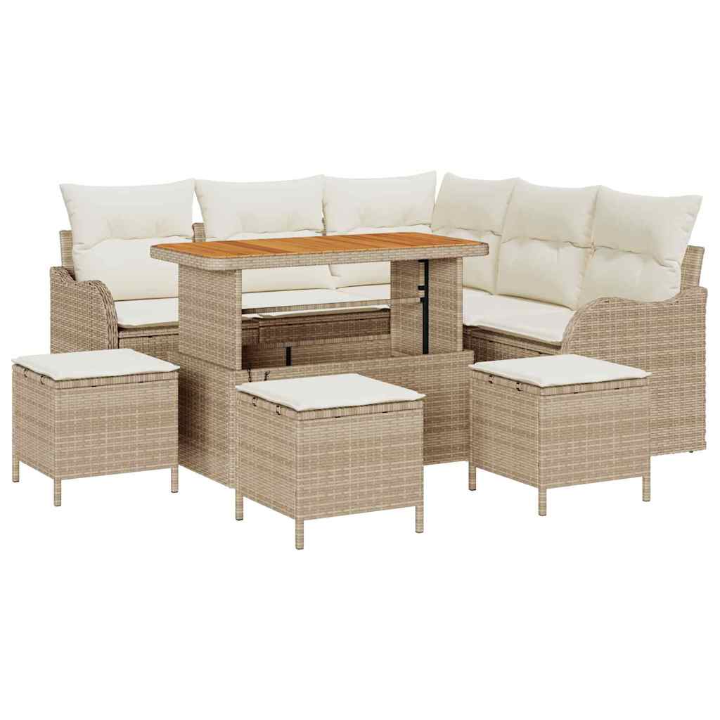 Tuin Sofa Set met kussen met opslag 9 pcs Beige en Crème is nu te koop bij PeponiXL, paradijselijk wonen!
