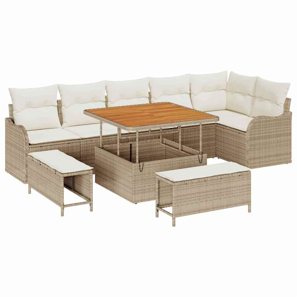 Tuin Sofa Set met kussen met opslag 9 pcs Beige en Crème is nu te koop bij PeponiXL, paradijselijk wonen!