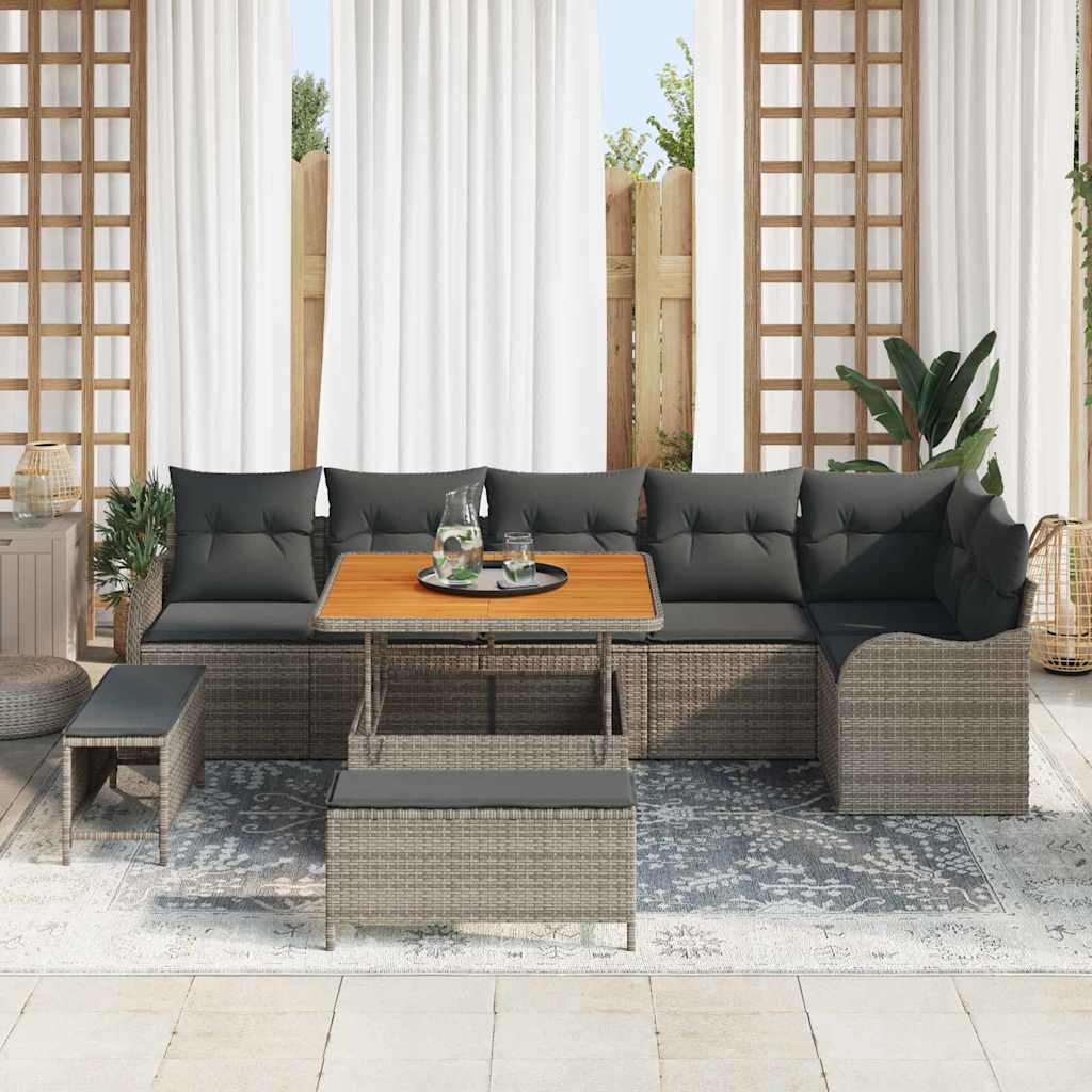Tuin Sofa Set met kussen met opslag met kussen 9 pcs Grijs is nu te koop bij PeponiXL, paradijselijk wonen!