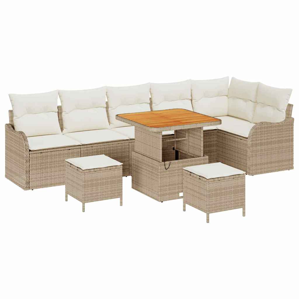 Tuin Sofa Set met kussen met opslag 9 pcs Beige en Crème is nu te koop bij PeponiXL, paradijselijk wonen!