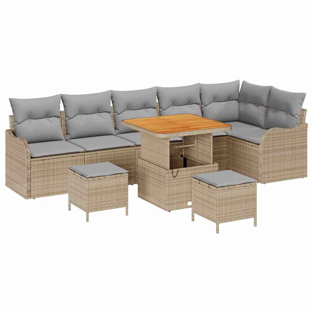 Tuin Sofa Set met kussen met opslag 9 pcs Beige en Licht Grijs is nu te koop bij PeponiXL, paradijselijk wonen!