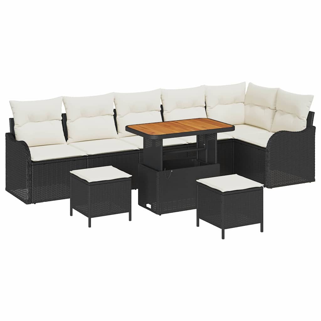 Tuin Sofa Set met kussen met opslag 9 pcs Zwart en Crème is nu te koop bij PeponiXL, paradijselijk wonen!