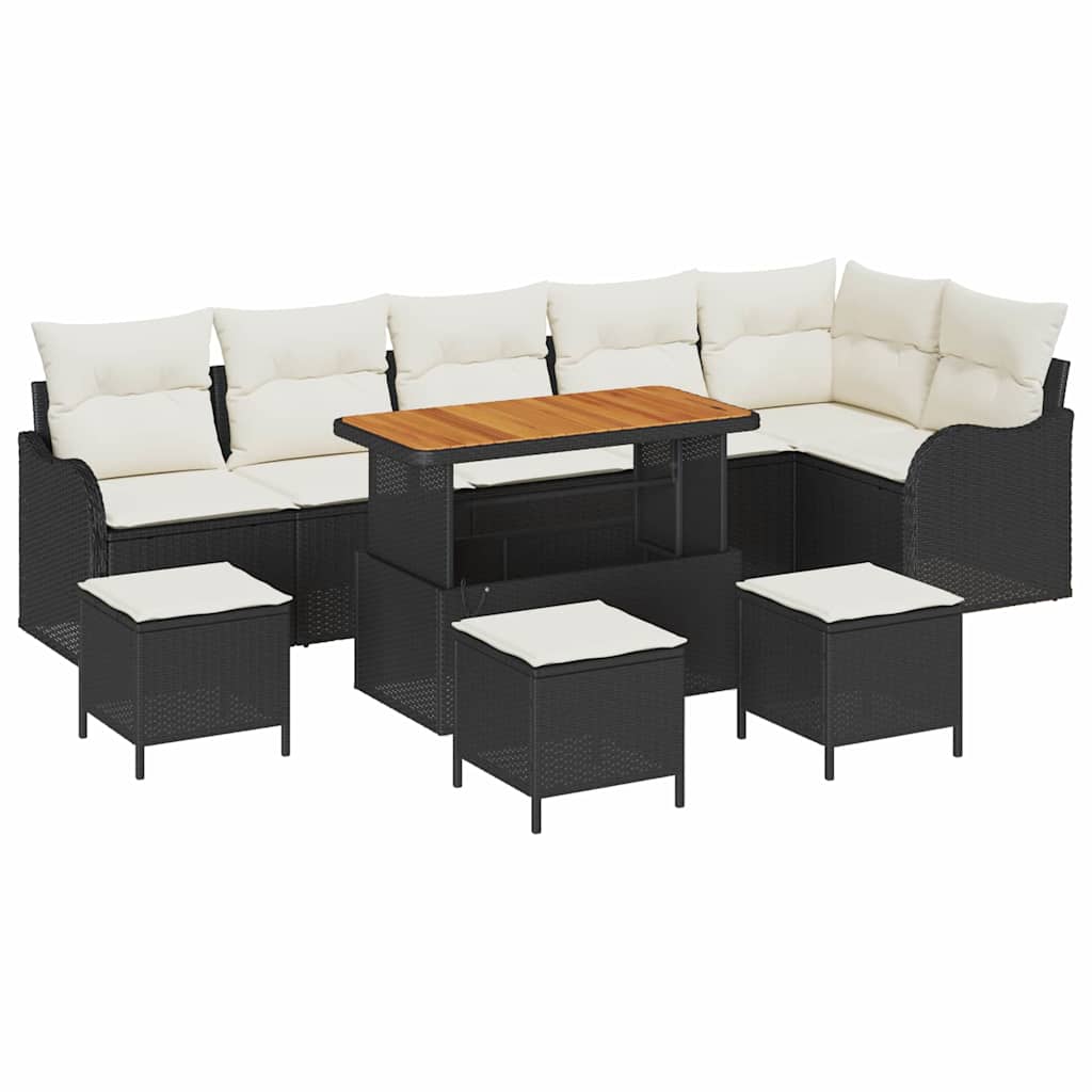Tuin Sofa Set met kussen met opslag 10 pcs Zwart en Crème is nu te koop bij PeponiXL, paradijselijk wonen!