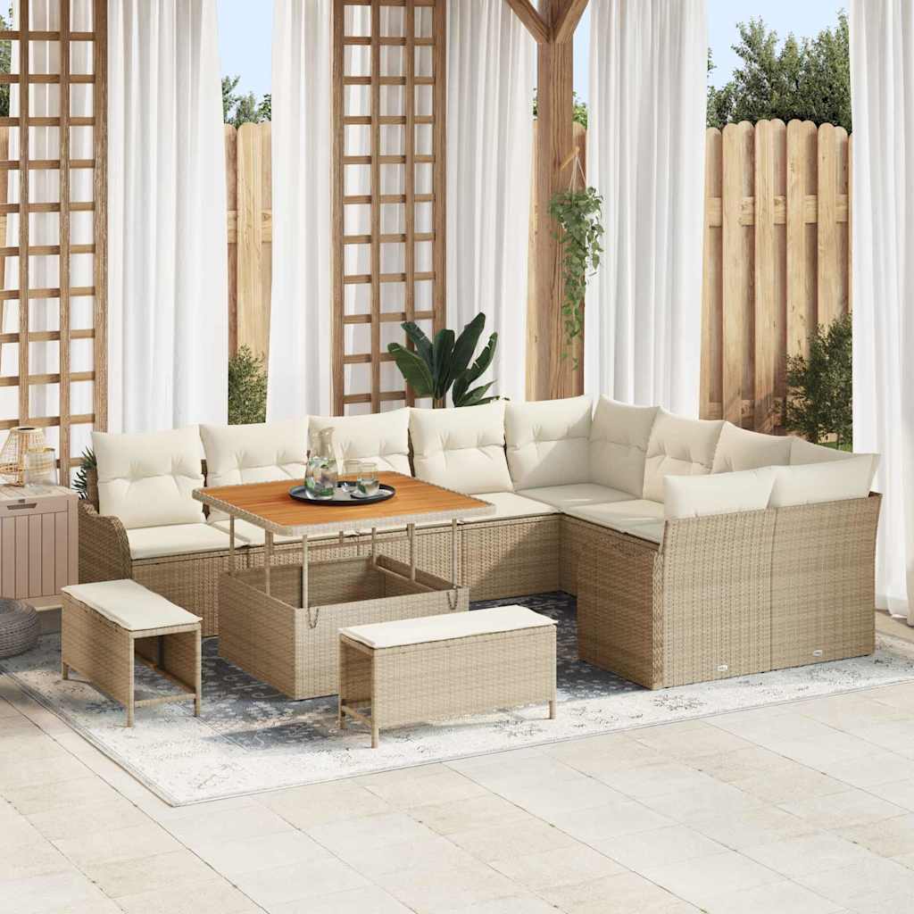 Tuin Sofa Set met kussen met opslag 12 pcs Beige en Crème is nu te koop bij PeponiXL, paradijselijk wonen!